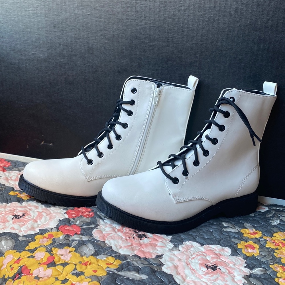 White combat boots
